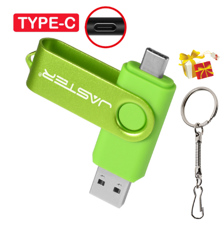 USB OTG флешка JASTER 64 Gb USB type-c Колір Зелений для телефону і комп'ютера
