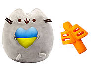 Мягкая игрушка кот с сердцем Пушин кэт 23х25см и силиконовая насадка для коррекции письма Оранжевый (n-10389)