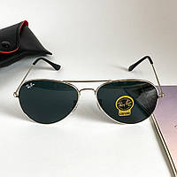 Очки Солнцезащитные Рей Бен Ray Ban Aviator Капли RB3025 11 Чёрные Серебро (Osale)