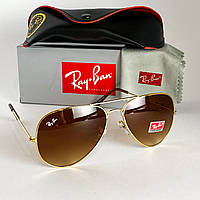 Солнцезащитные Очки Рей Бен Ray Ban Aviator Капли 44 RB3026 Золото Коричневый Градиент (Osale)