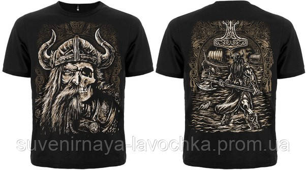 Футболка Viking (наполовину обличчя, наполовину череп).