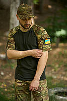 Боевая милитари футболка мультикам ВСУ, Тактическая полевая футболка multicam армейская штурмовая лето