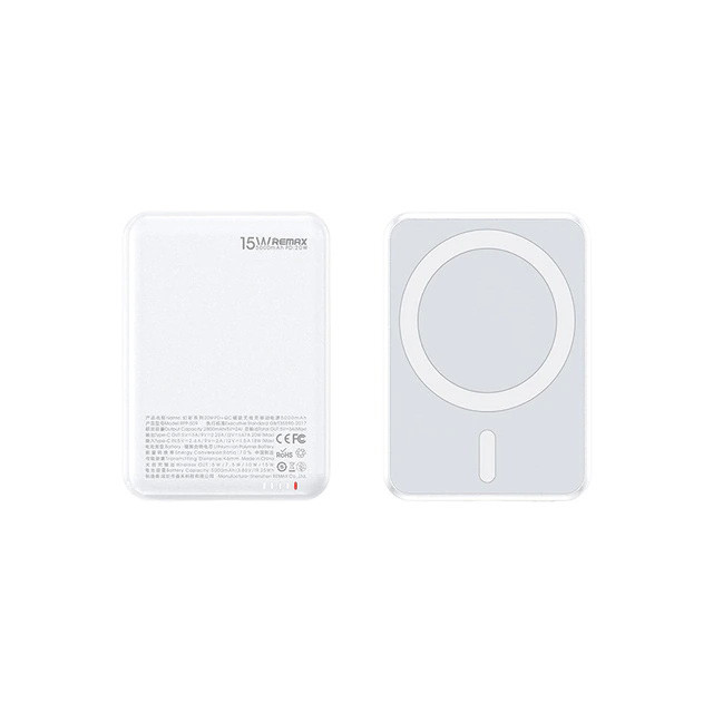 УМБ для смартфонів Remax RPP-509 5000 mAh 15W MagSafe 20W PD USB-C+QC White батарея універсальна