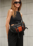 Велика жіноча поясна сумка бананка Sambag DynamicDart чорна, фото 3
