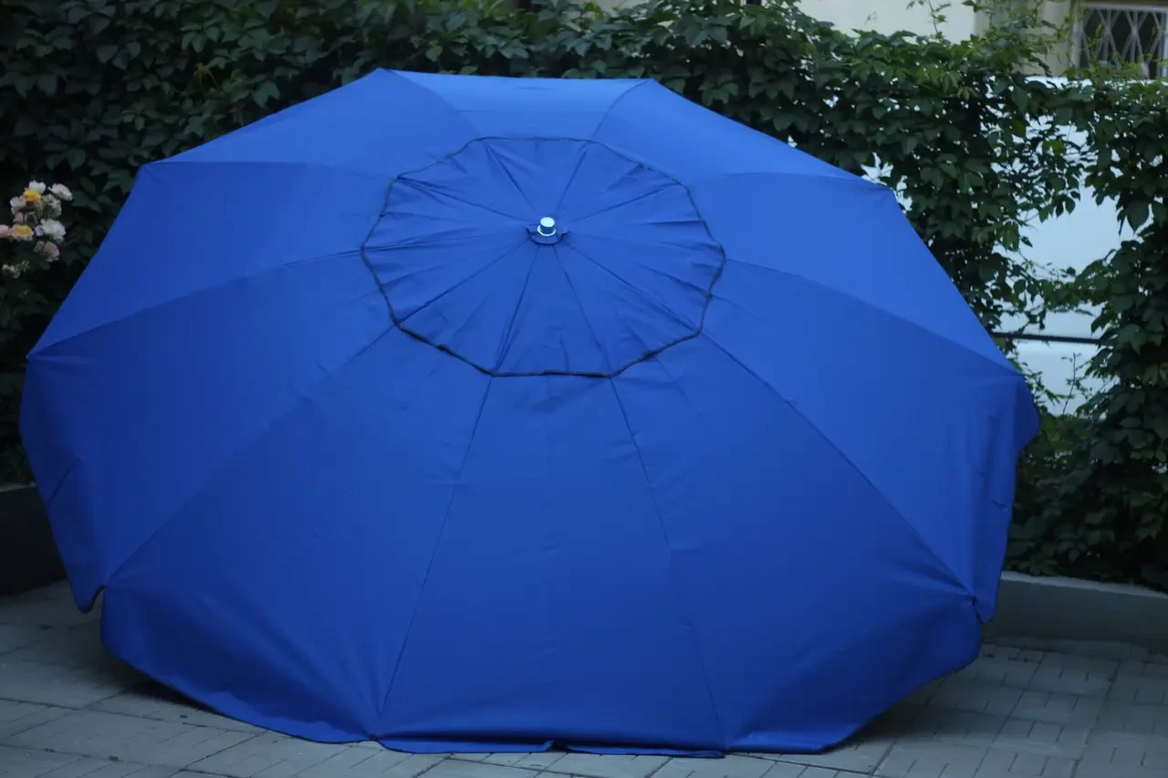Большой торговый круглый зонт с ветровым клапаном 3.5 м Зонт от солнца и дождя Синий - фото 4 - id-p1877026071