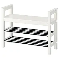 ІКЕА HEMNES Лавка з взуттєвицею, біла, 85х32х65 см 00243800