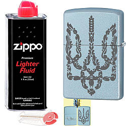 Запальничка Zippo "Ukraine!" 205 у наборі кремній і бензин зипо