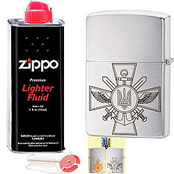 Набір Zippo "ЗСУ" + кремній + бензин зипо