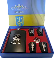 Подарочный набор 6в1 с флягой 265мл, рюмками, лейкой "Ukraine"