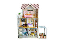 Кукольный домик игровой для Барби FunFit Kids 3045 + тераса + 2 куклы LED подсветка