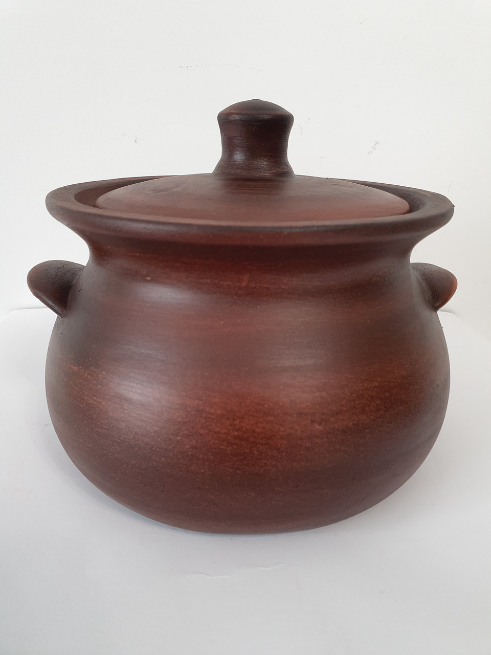 Супниця / супник з кришкою, з ручками, глиняна (з червоної глини), 1,7 л