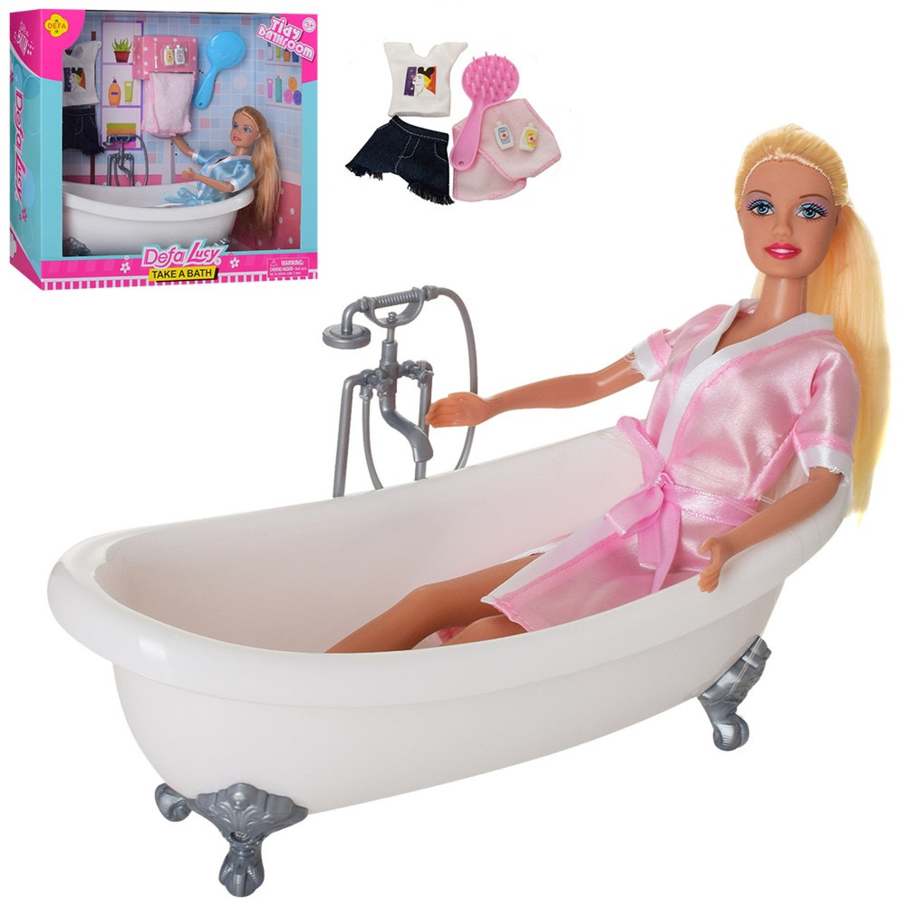 Кукла Defa Lucy 8444, СПА-вечер, ванна, аксессуары, детская игрушка Дефа, игровой набор для детей - фото 1 - id-p1877050878