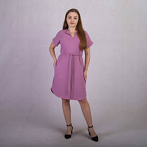 Жіноче літнє плаття фулікра "Пояс Однотон Темно-рожевий" р.44 та 48