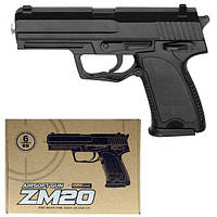 20 ZM Пистолет игрушечный на пульках металл и пластик, в коробке