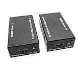 Подовжувач HDMI відео сигналу до 60м по UTP кабелю Сat 5e/6 передавач перетворювач HDMI Extender rj45 по локальній мережі(AYE-02), фото 2