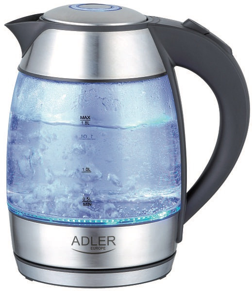 Чайник скляний електричний Adler AD 1246 (2200 Вт, 1.8 л, автовідключення, індикатор рівня води)