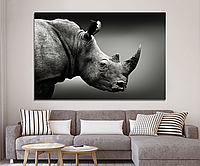 Модульные картины на холсте - Носорог чорно-белое Premium