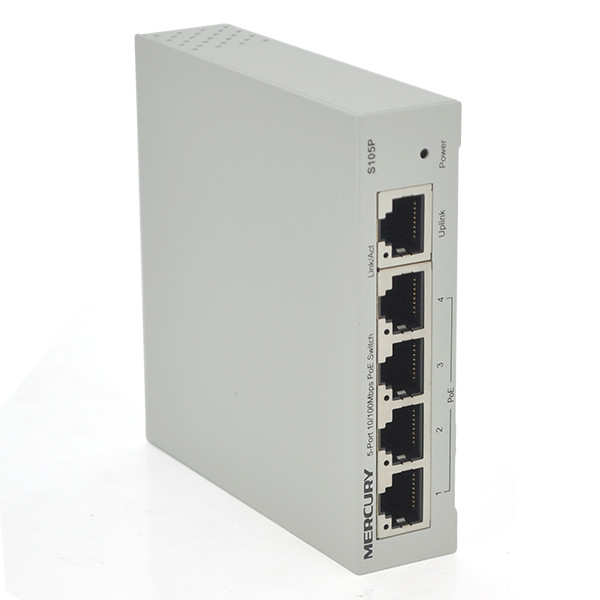 Комутатор POE 48V Mercury S105P 48V 5 портів Ethernet 10/100 Мбіт / сек, БП в комплекті, BOX Q200