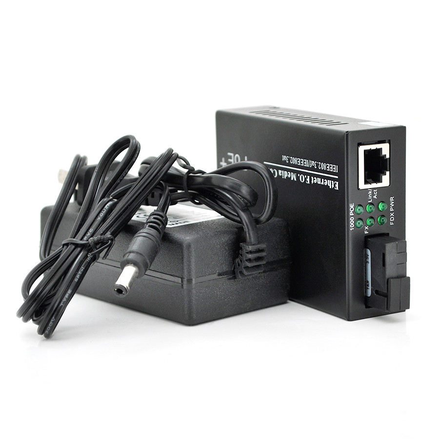 Медіаконвертер POE, FT-1G1EPS-20, SC 20km, Fast Ethernet 10/100/1000 Мбит/с, + блок живлення 48В, 2,5А (0 +70