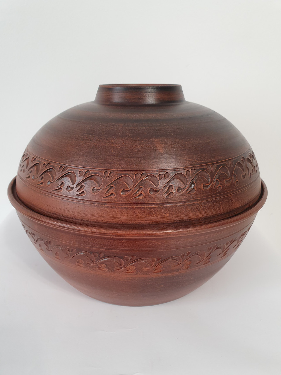 Хлібниця: посуд для хліба з кришкою, глиняна (з червоної глини), фото 1