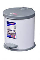 Відро з педаллю металеве  4 л пластикова кр. біле Hermes EG