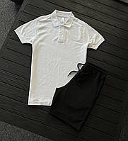 Летний комплекты белая футболка Поло + Шорты мужской. Отличное качество, 100% хлопок
