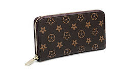 Коричневий шкіряний гаманець, унісекс, прямокутний, чотири відділення