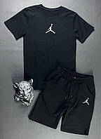 Черный летний комплект Jordan мужской шорты + футболка