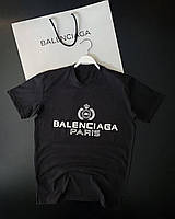 Мужская брендовая футболка Balenciaga черная с логотипом