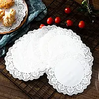 Кондитерские салфетки круглые бумажные Ø 26.5 см 100 шт кружевные салфетки, салфетки ажурные для торта