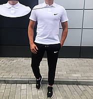 Стильный мужской спортивный комплект Nike футболка поло + штаны