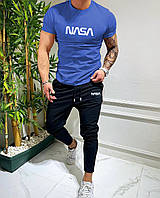 Мужской комплект NASA синяя футболка + штаны. Отличное качество, 100% хлопок