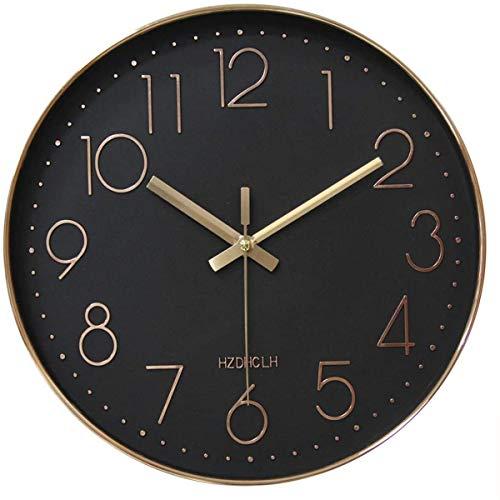 HZDHCLH Радіогодинник 12-дюймовий чорний настінний годинник із батарейним живленням, маленький безшумний настінний годинник