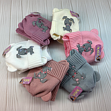М 91020. Комплект зимовий для дівчинки шапка із зав'язками та баф "Зайчик", різні кольори (6 місяців до 3 років), фото 4