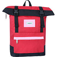 Женский рюкзак Роллтоп с секцией для девайса Bagland Holder 25 л тканевый красного с черным цвета (0051666)