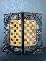 Шахматы и нарды из дерева со стеклом: изысканный подарок и увлекательная игра в одном, 60×30см, арт.193301