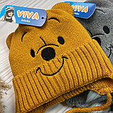 М 91021 Комплект для хлопчика шапка на флісі та манішка "Ведмедик", різні кольори, (6 місяців до 3 років), фото 9