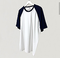 Летняя мужская футболка Baseball двухцветная (белая с синим)