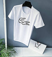 Мужская стильная футболка Lacoste белая. Отличный вариант на лето
