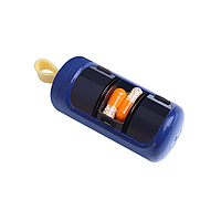 Карманная таблетница цилиндр органайзер для таблеток на 3 отделения синяя