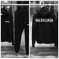 Мужской стильный спортивный костюм с худи Balenciaga черный демисезон