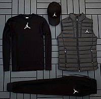 Мужской спортивный комплект с жилеткой Jordan свитшот + штаны + кепка + жилетка
