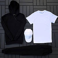 Мужской спортивный комплект: худи + штаны + футболка + кепка