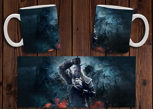 Чашка біла керамічна з принтом "Відьмак" Witcher ABC, фото 1