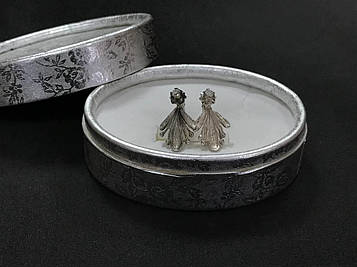 Срібні сережки ХЮЗ "Алмазна крапля", вставка - алмаз, 5.1 г + подарункова коробочка (Ср1554)