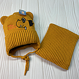М 91022 Комплект для хлопчика шапка на флісі та баф "Дракончик", різні кольори, (6 місяців до 3 років), фото 5