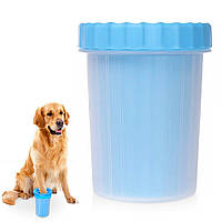Лапомойка для собак Soft gentle, (11,5х9,4см), Голубая / Маленький силиконовый стакан для мытья лап