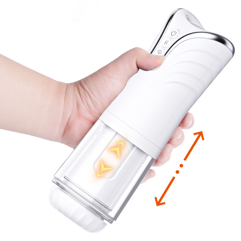 Автоматичний мастурбатор чоловічий Wi Telescopic ProMax зі звуком. Білий, фото 1