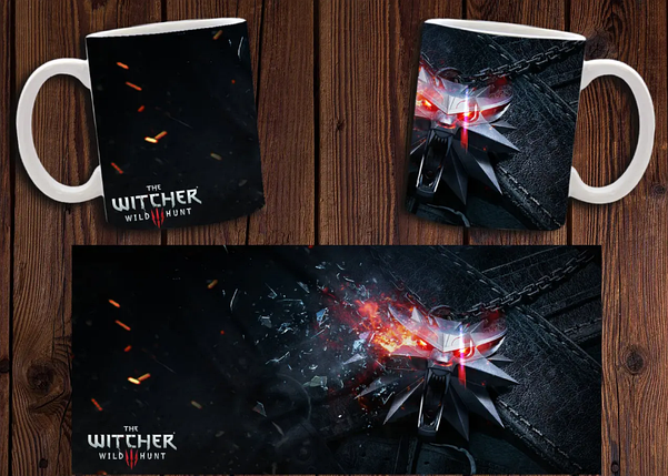Чашка біла керамічна з принтом "Відьмак" Witcher ABC, фото 1