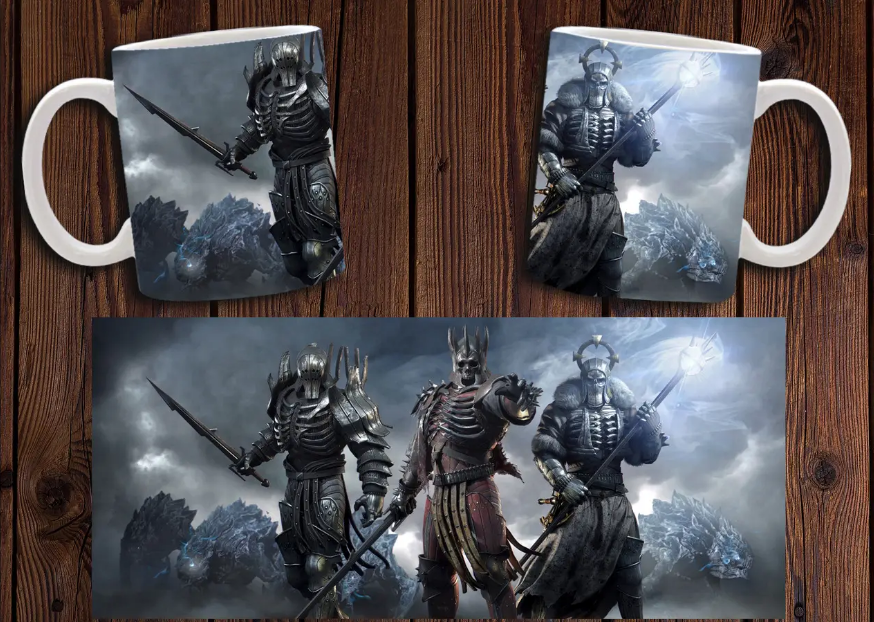 Чашка біла керамічна з принтом "Відьмак" Witcher ABC